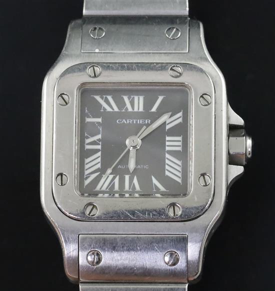 A ladys 2003 stainless steel Cartier Santos automatic wrist watch,